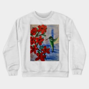 hummingbirds feeding on some nectar Crewneck Sweatshirt